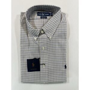 NWT Ralph Lauren Yarmouth 17 34/35 Large Blue Check Button Down Shirt